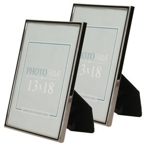 Zep - 2x stuks - Fotolijst - zilver/zwart - metaal - glas - staand - geschikt voor foto - 13 x 18 cm