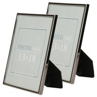 Zep - 2x stuks - Fotolijst - zilver/zwart - metaal - glas - staand - geschikt voor foto - 13 x 18 cm
