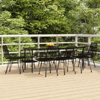 9-delige Tuinset poly rattan zwart
