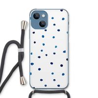 Blauwe stippen: iPhone 13 Transparant Hoesje met koord