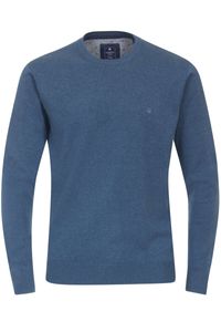 Redmond Casual Regular Fit Trui ronde hals middenblauw, Effen