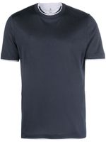 Brunello Cucinelli t-shirt en coton mélangé à col ras-de-cou - Bleu