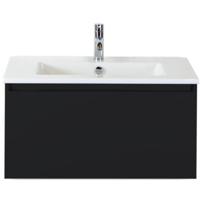 Frozen Badmeubelset 80 cm - Greeplijst in Kleur - Zwart Mat - Keramische Wastafel Wit 1 Kraangat