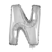 Folieballon letter N - 41 cm - zilver - feestdecoratie - versiering