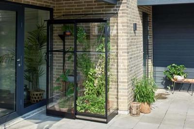 Muurkas Qube - Lean-to 24 - 128x65x204 cm - Zwart - Veiligheidsglas- - Veiligheidsglas- Royal Well