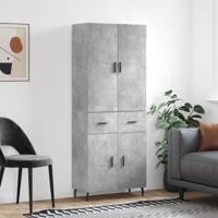 Hoge kast 69,5x34x180 cm bewerkt hout betongrijs