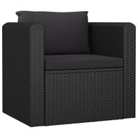 Fauteuil met kussens poly rattan zwart