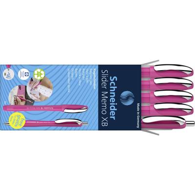 Schneider Schreibgeräte Etui 4x Memo + 1x Rave power pink 150265 Balpen Kleur inkt: Blauw 5 stuk(s)
