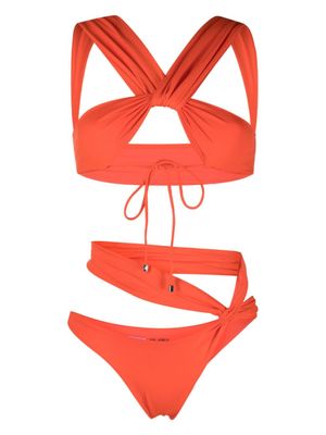 The Attico bikini drapé à bretelles croisées - Orange