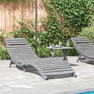 Ligbed 184x55x64 cm massief acaciahout grijs