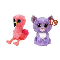 Ty - Knuffel - Beanie Boo's - Gilda Flamingo & Cassidy Cat