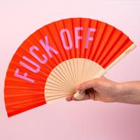 Houten waaier Fuck Off - Rood
