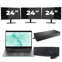 HP ZBook Studio G5 - Intel Core i7-8e Generatie - 15 inch - 16GB RAM - 256GB SSD - Windows 11 + 3x 24 inch Monitor