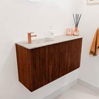 Toiletmeubel Mondiaz Joya Dlux | 81.6 cm | Meubelkleur Ruby | Faye wastafel Ostra Wasbak Links | 1 kraangat