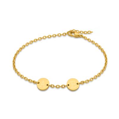 Gepersonaliseerde initialen muntjes armband - Stainless steel - Goud - 2 initialen