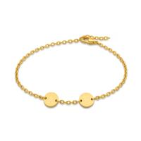 Gepersonaliseerde initialen muntjes armband - Stainless steel - Goud - 2 initialen