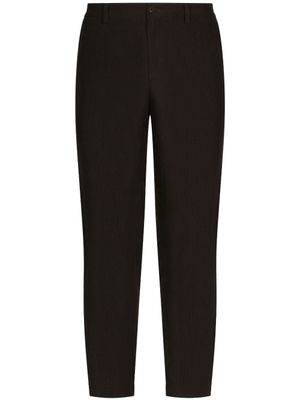 Dolce & Gabbana pantalon de costume droit en lin - Noir