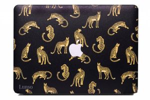 Lunso MacBook Air 13 inch (2010-2017) cover hoes - case - Leopard Black