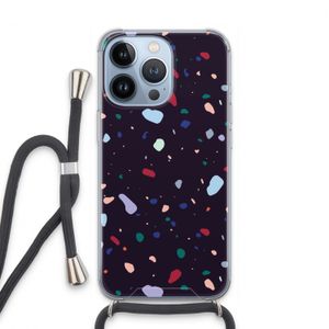Dark Rounded Terrazzo: iPhone 13 Pro Transparant Hoesje met koord