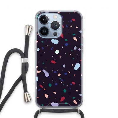 Dark Rounded Terrazzo: iPhone 13 Pro Transparant Hoesje met koord