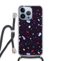 Dark Rounded Terrazzo: iPhone 13 Pro Transparant Hoesje met koord