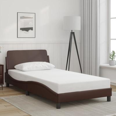 Bedframe met hoofdbord kunstleer bruin 100x200 cm