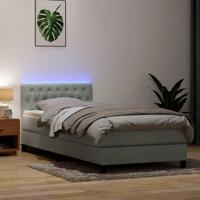 Boxspring met matras en LED fluweel lichtgrijs 80x210 cm