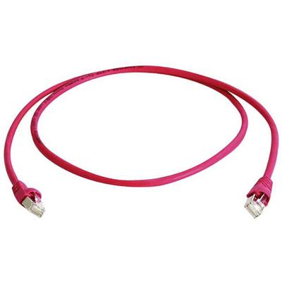 Telegärtner 100008030 RJ45 Netwerkkabel, patchkabel CAT 6A S/FTP 0.25 m Rood Vlambestendig, Snagless, Pair afscherming, Afgeschermd (dubbel), Halogeenvrij, UL