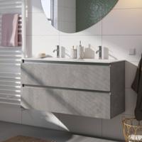 Saqu Gaia voorgemonteerd badmeubel met aluminium greeplijst incl. keramische wastafel 121x46cm beton grijs Saqu Gaia voorgemonteerd badmeubel met aluminium greeplijst incl. keramische wastafel 121x46cm beton grijs
