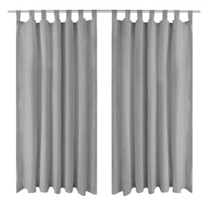 VidaXL Micro-satijnen gordijnen met lussen 140x175 cm grijs 2 st