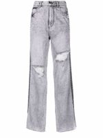 Philipp Plein jean droit Crystal à effet usé - Gris