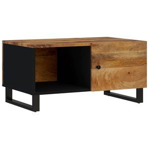 The Living Store Salontafel Massief Mangohout - Bijzettafel met opbergruimte - Stevig tafelblad - Praktische deur -