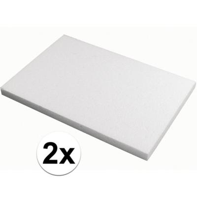 Hobby/knutsel Piepschuim schijf - 2x - wit - 20 x 30 x 2 cm - figuur en vormen