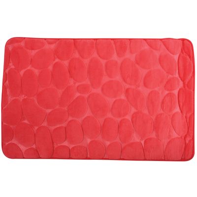 Badkamerkleedje/badmat tapijt - kiezel motief - vloermat - rood - 50 x 80 cm - laagpolig