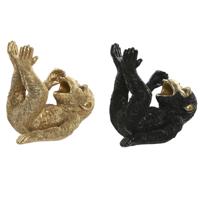 Decoratieve figuren Home ESPRIT Zwart Gouden Aap 24,5 X 15 X 22,5 CM (2 Stuks)