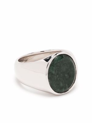 Tom Wood bague ovale sertie de marbre vert - Argent