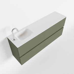 MONDIAZ ADA 120cm toiletmeubel army. LEX wastafel talc links 1 kraangat