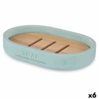 Zeepschaal Blauw Hars Bamboe 12,5 x 2,5 x 8,5 cm (6 Stuks)