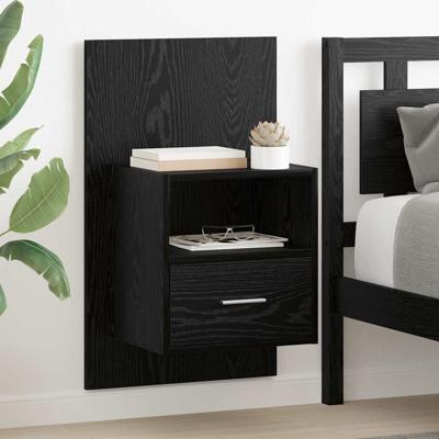 Bedkast 2 pcs Zwart eiken 48.5 x 32.5 x 80 cm Bewerkt hout