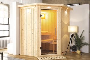 Karibu | Taurin Sauna met Dakkraag | Helderglas Deur