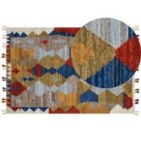 Beliani-ARZAKAN-Kelim vloerkleed-Multicolor|Blauw-200 x 300 cm-Wol