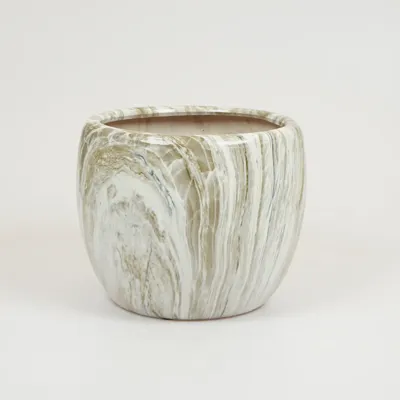 Bloempot marmerlook emperor d28h24 grijs binnen