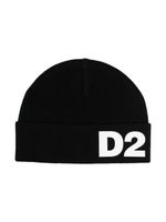 DSQUARED2 KIDS bonnet en laine mélangée à logo imprimé - Noir