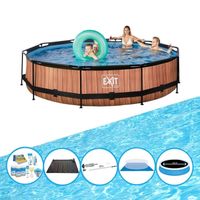 EXIT Zwembad Timber Style - Frame Pool ø360x76cm - Zwembad Combi Deal