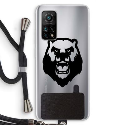 Angry Bear (black): Xiaomi Mi 10T 5G Transparant Hoesje met koord