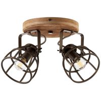 Brilliant Landelijke plafondlampMatrix Disk 2-lichts koperbrons met hout - 83424/46