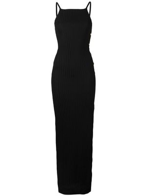 Balmain robe longue à boutonnière - Noir