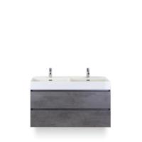 Maxx XL Badmeubelset 120 cm - Beton Antraciet - Wastafel Kube Dubbel 2 kraangaten