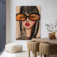 Urban Cotton Wandkleed 'Sunny Orange' 110 x 145cm in Frame - black