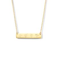 Gegraveerde bloementuin bar ketting - 14K GOUD - Goud
